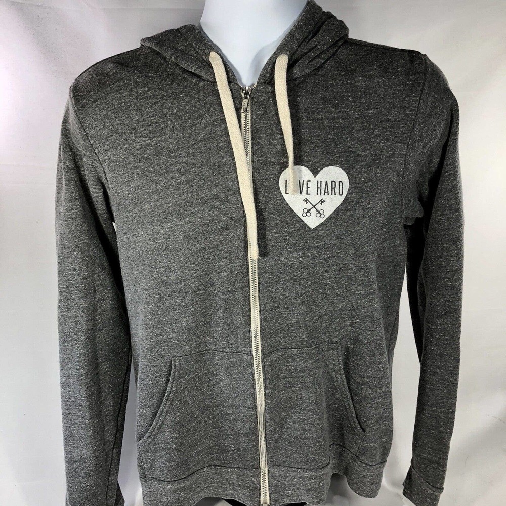 FIVEFOLD ST LOUIS BAND HOODIE ADULT MEDIUM FULL ZIP GRAY DOUBLE SIDED HOODED